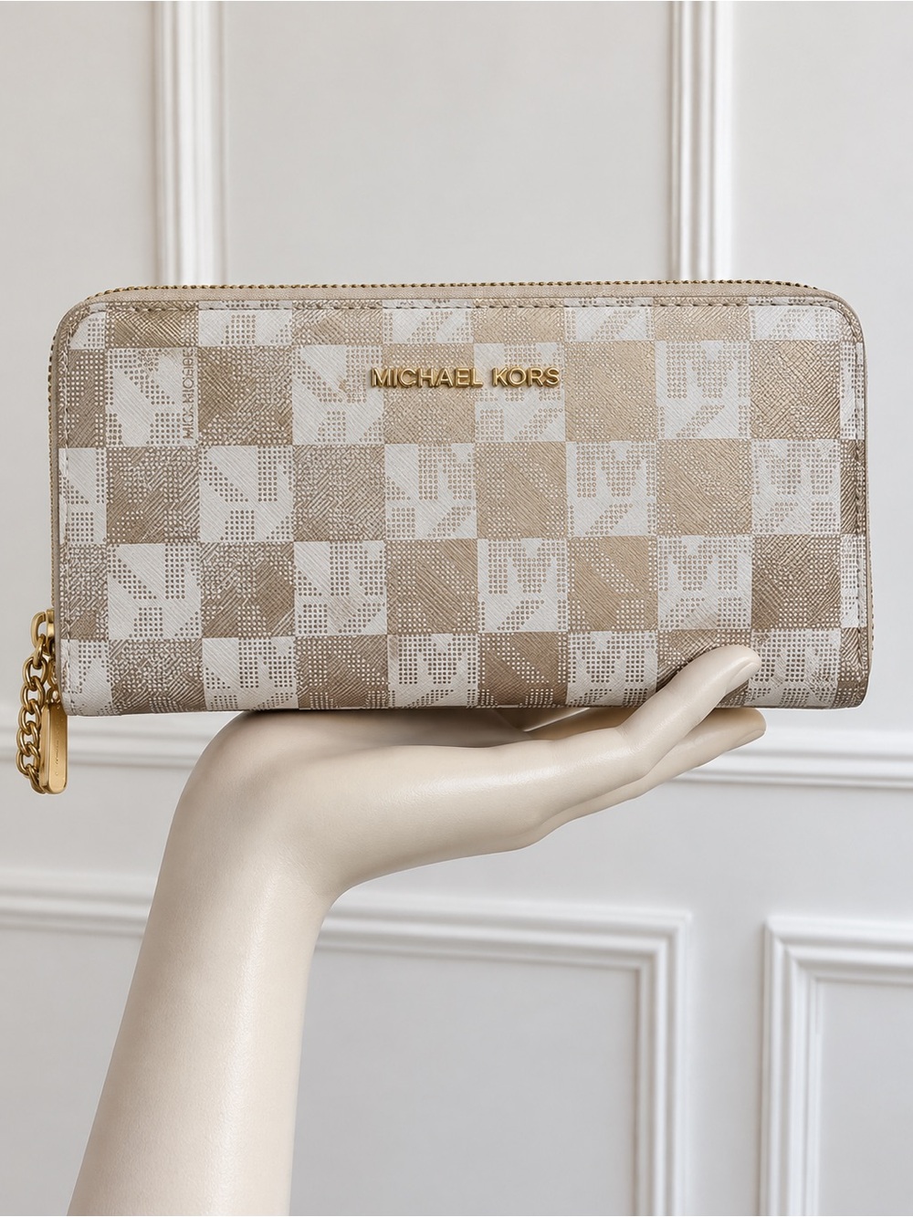 Michael Kors Adele Checkerboard Logo Leather Smartphone Wallet